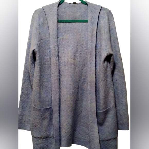 Verve Ami - NWOT, Light Blue Long Cardigan Sweater W/ Hood, Pockets, Soft & Cozy - Picture 7 of 11